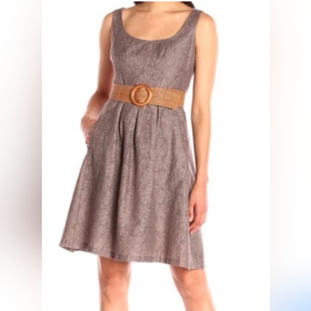 Nine West Sleeveless Belted Fit & Flare Dress, Sz 14